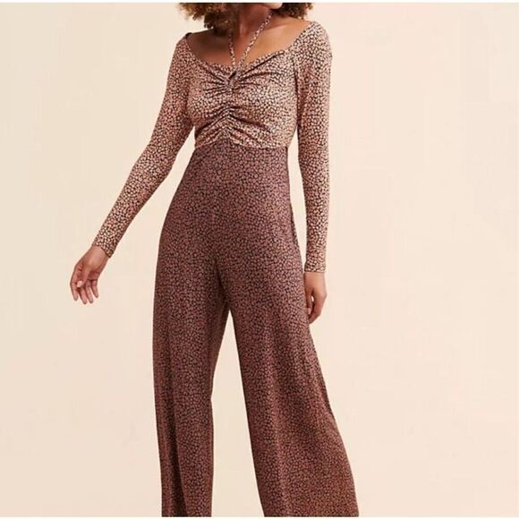 NWT Free People x Hutch Floral Copper Jumpsuit Size Medium - Picture 4 of 10